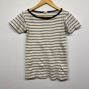 Edith A. Miller Black and White Striped Cotton T-Shirt size Medium